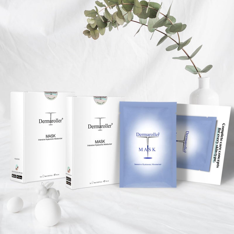 Dermaroller Hydrating Face Mask Sheets - 10 Pack with Hyaluronic Acid, Matrixyl & Vitamin E for Anti-Aging Skincare and Radiant Glow - Image 3